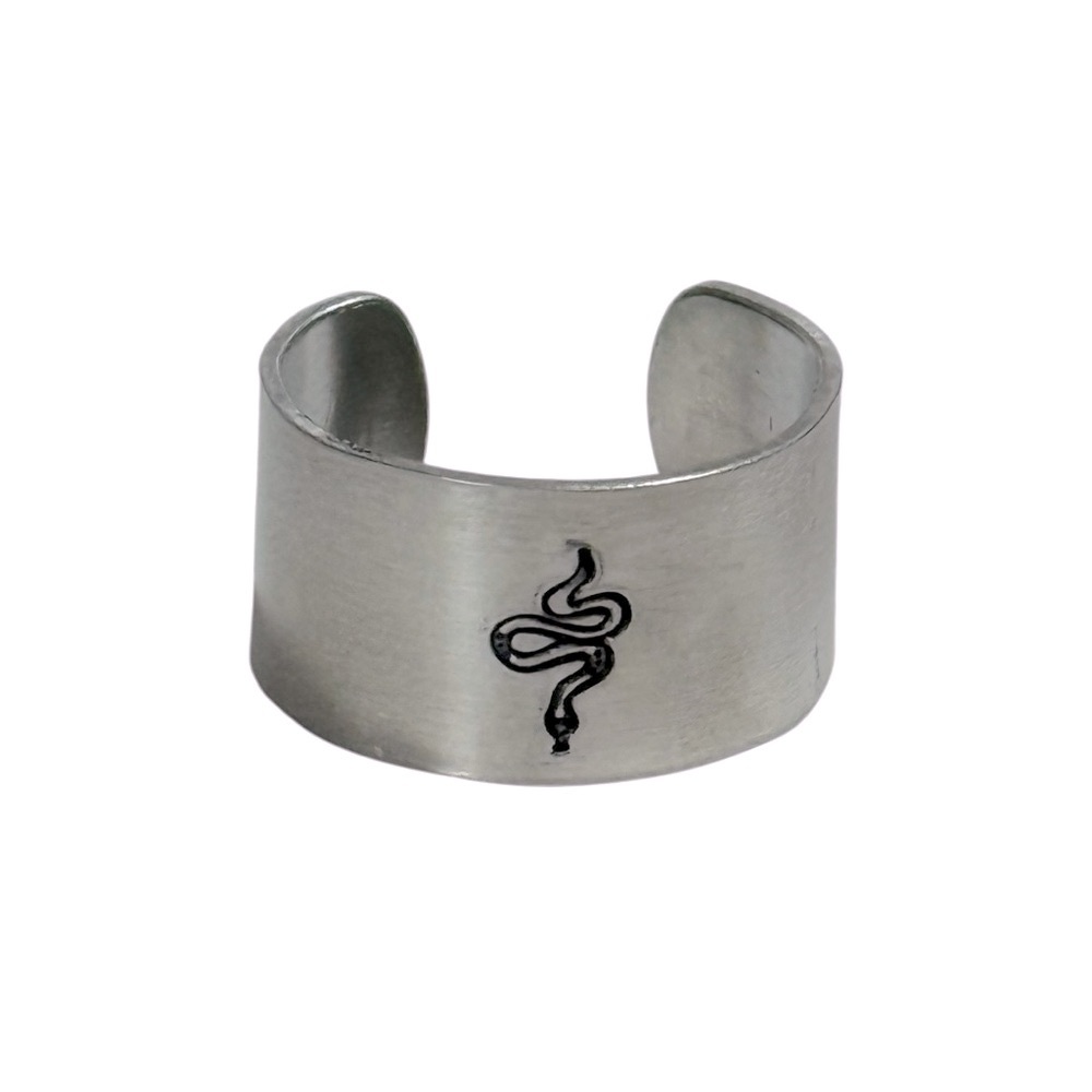 Handmade stamped snake design adjustable hypoallergenic ring‎
